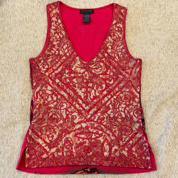 Custo Barcelona RARE VINTAGE lace v-neck tank top - Picture 2 of 9